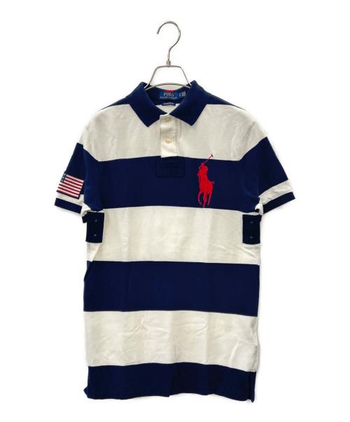 POLO RALPH LAUREN（ポロ・ラルフローレン）POLO RALPH LAUREN (ポロ・ラルフローレン) POLO RALPH LAUREN　星条旗 ビッグポニー　ポロシャツ ネイビー×ホワイト サイズ:ＳＰの古着・服飾アイテム