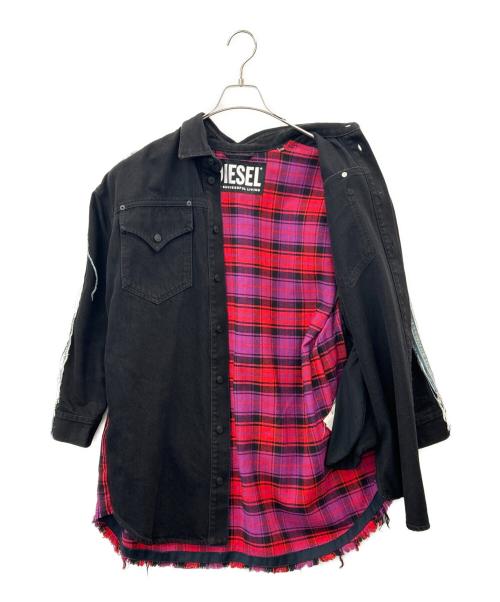 DIESEL（ディーゼル）DIESEL (ディーゼル) DIESEL　デニムジャケット インディゴ×ブラック サイズ:XXSの古着・服飾アイテム
