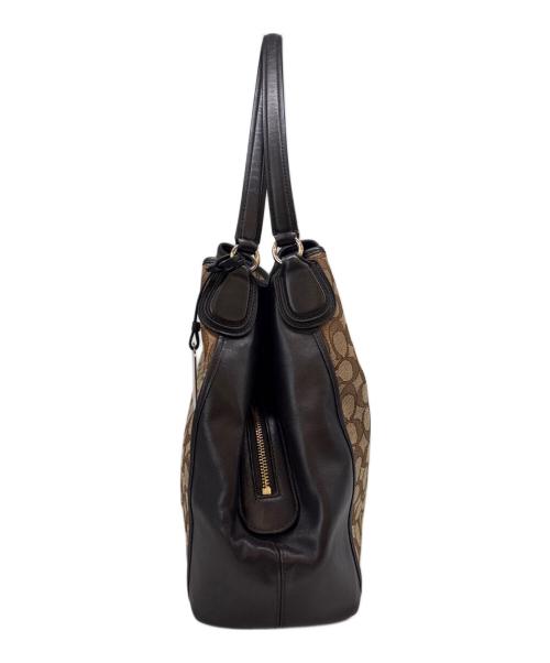 COACH（コーチ）COACH (コーチ) COACH　シグネチャー　ハンドバッグ ベージュ×ブラウンの古着・服飾アイテム
