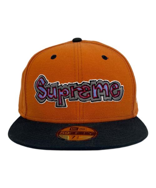 New Era（ニューエラ）New Era (ニューエラ) SUPREME (シュプリーム) New Era × Supreme  21SS GONZ LOGO  キャップ オレンジ×ブラック サイズ:7 1/2 59.6の古着・服飾アイテム