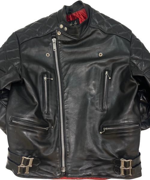 666 LEATHER WEAR（666レザーウェア）666 LEATHER WEAR (666レザーウェア) 666 Leather Wear　ダブルライダースジャケット ブラック サイズ:38の古着・服飾アイテム