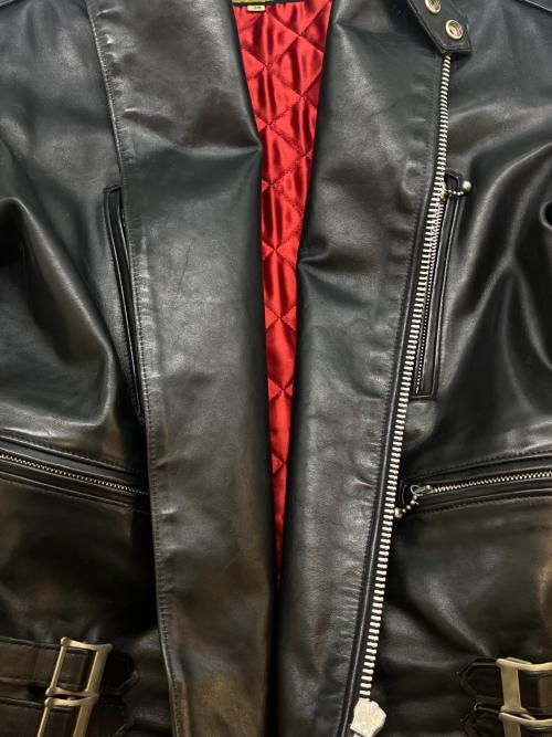 666 LEATHER WEAR（666レザーウェア）666 LEATHER WEAR (666レザーウェア) 666 Leather Wear　ダブルライダースジャケット ブラック サイズ:38の古着・服飾アイテム