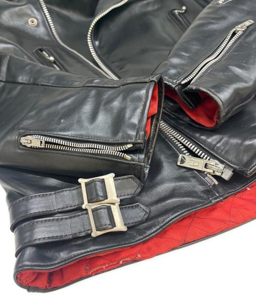 666 LEATHER WEAR（666レザーウェア）666 LEATHER WEAR (666レザーウェア) 666 Leather Wear　ダブルライダースジャケット ブラック サイズ:38の古着・服飾アイテム