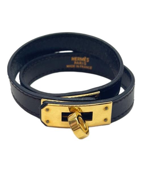 HERMES（エルメス）HERMES (エルメス) HERMES　ケリー ドゥブルトゥール　レザーブレスレット ブラウンの古着・服飾アイテム