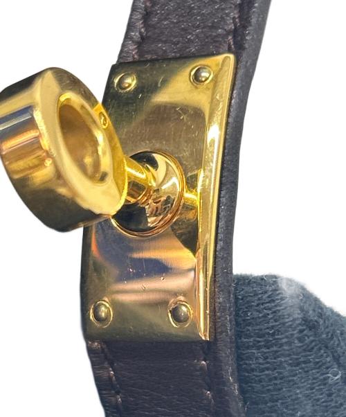 HERMES（エルメス）HERMES (エルメス) HERMES　ケリー ドゥブルトゥール　レザーブレスレット ブラウンの古着・服飾アイテム