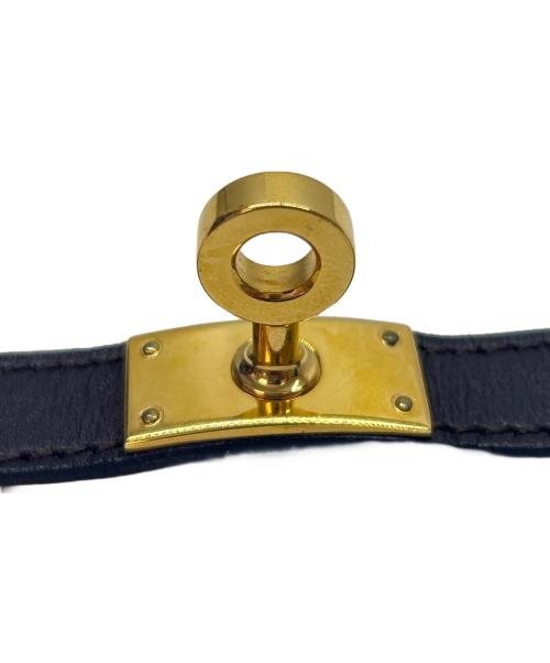 HERMES（エルメス）HERMES (エルメス) HERMES　ケリー ドゥブルトゥール　レザーブレスレット ブラウンの古着・服飾アイテム