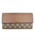 GUCCIグッチ）の古着「GUCCI　ダブルG バイカラー コンチネンタルウォレット 長財布」｜ピンク×ベージュ