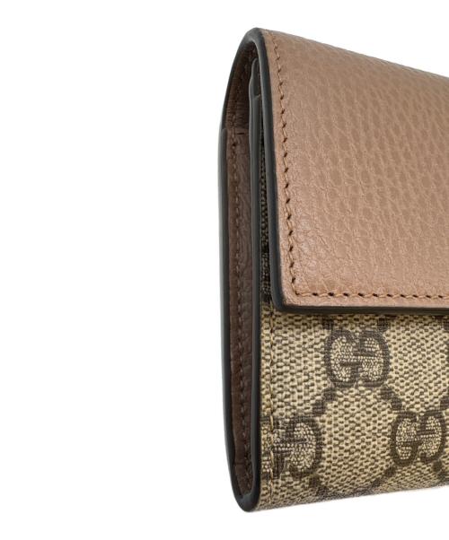 GUCCI（グッチ）GUCCI (グッチ) GUCCI　ダブルG バイカラー コンチネンタルウォレット 長財布 ピンク×ベージュの古着・服飾アイテム