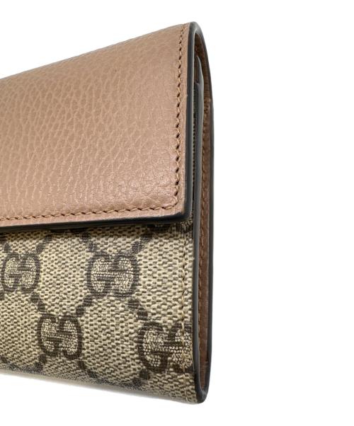 GUCCI（グッチ）GUCCI (グッチ) GUCCI　ダブルG バイカラー コンチネンタルウォレット 長財布 ピンク×ベージュの古着・服飾アイテム