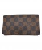 LOUIS VUITTONルイ ヴィトン）の古着「LOUIS VUITTON 　ダミエ　ポルトフォイユ・トレゾール　2つ折り財布」｜ブラウン