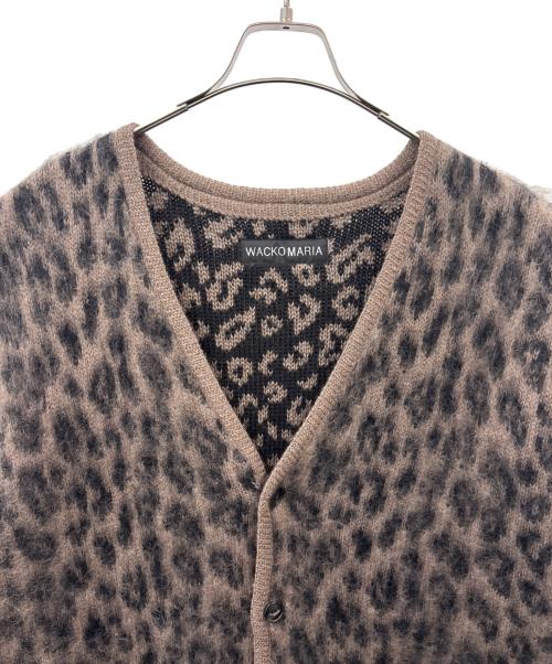 WACKO MARIA（ワコマリア）WACKO MARIA (ワコマリア) WACKO MARIA　LEOPARD HEAVY MOHAIR KNIT CARDIGAN　厚手カーディガン ブラウン×ブラック サイズ:Lの古着・服飾アイテム