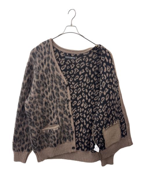 WACKO MARIA（ワコマリア）WACKO MARIA (ワコマリア) WACKO MARIA　LEOPARD HEAVY MOHAIR KNIT CARDIGAN　厚手カーディガン ブラウン×ブラック サイズ:Lの古着・服飾アイテム