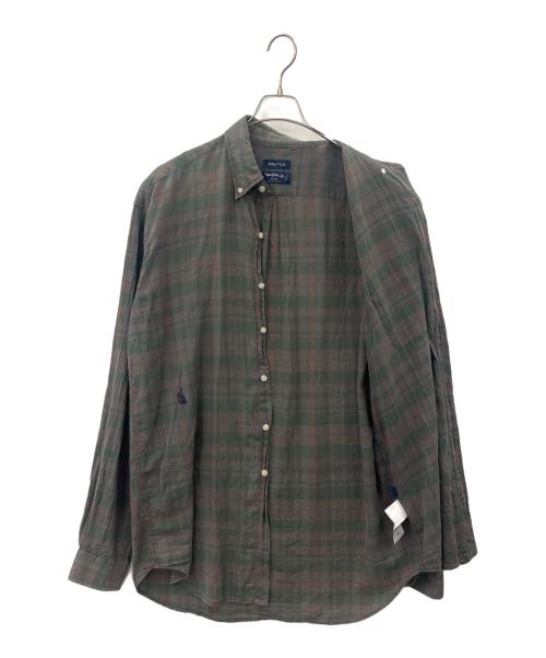 NAUTICA（ノーティカ）NAUTICA (ノーティカ) NAUTICA　チェック　長袖シャツ グリーン×ブラウン サイズ:Mの古着・服飾アイテム