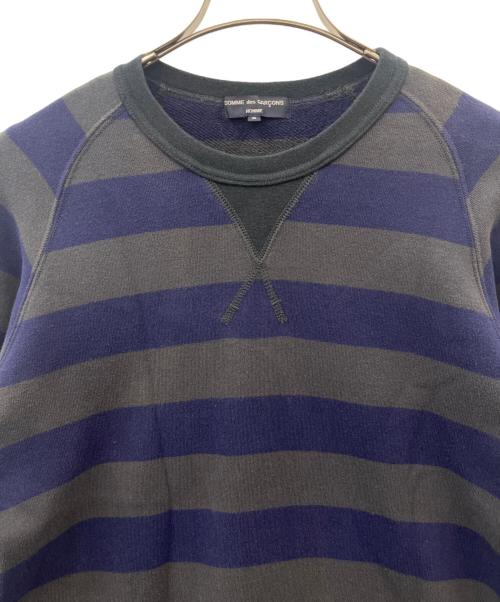 COMME des GARCONS HOMME（コムデギャルソン オム）COMME des GARCONS HOMME (コムデギャルソン オム) COMME des GARCONS HOMME　ボーダー　クルーネックスウェット グレー×ネイビー サイズ:Sの古着・服飾アイテム