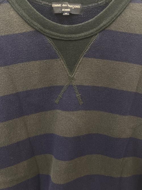 COMME des GARCONS HOMME（コムデギャルソン オム）COMME des GARCONS HOMME (コムデギャルソン オム) COMME des GARCONS HOMME　ボーダー　クルーネックスウェット グレー×ネイビー サイズ:Sの古着・服飾アイテム