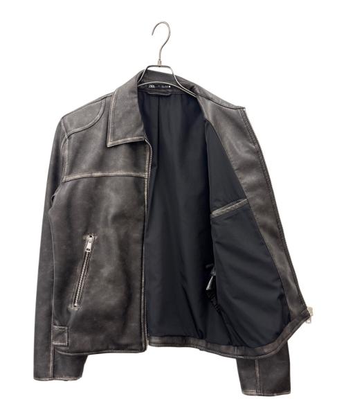 ZARA（ザラ）ZARA (ザラ) ZARA　フェイクレザージャケット ブラック サイズ:USA Lの古着・服飾アイテム