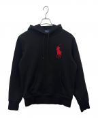 POLO RALPH LAURENポロ・ラルフローレン）の古着「POLO RALPH LAUREN　ビッグポニー　プルオーバーパーカー」｜ブラック×レッド