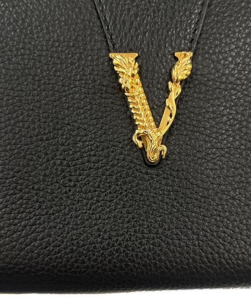 VERSACE（ヴェルサーチ）VERSACE (ヴェルサーチ) VERSACE　ヴィルトゥス　ラウンドファスナー長財布 ブラックの古着・服飾アイテム