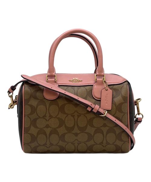 COACH（コーチ）COACH (コーチ) COACH  2WAYバッグ ブラウン×ピンクの古着・服飾アイテム