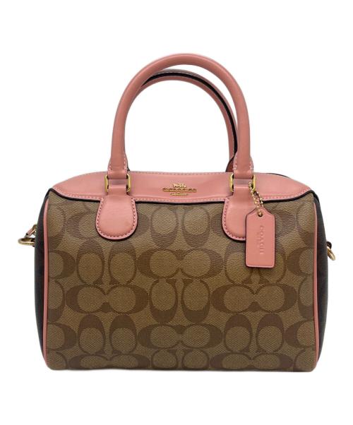 COACH（コーチ）COACH (コーチ) COACH  2WAYバッグ ブラウン×ピンクの古着・服飾アイテム