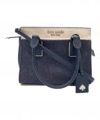 Kate Spadeケイトスペード）の古着「Kate Spade 　デニム スモール サッチェル 　2WAYバッグ」｜ホワイト×ネイビー