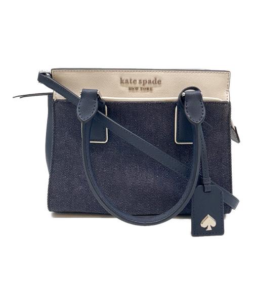 Kate Spade（ケイトスペード）Kate Spade (ケイトスペード) Kate Spade 　デニム スモール サッチェル 　2WAYバッグ ホワイト×ネイビーの古着・服飾アイテム