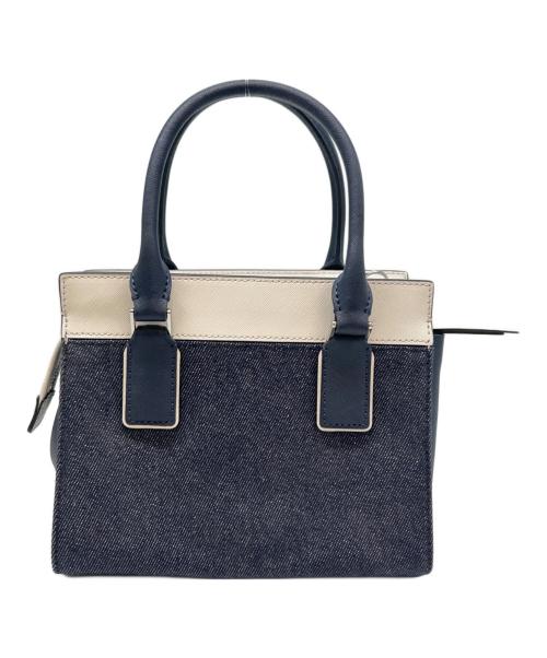 Kate Spade（ケイトスペード）Kate Spade (ケイトスペード) Kate Spade 　デニム スモール サッチェル 　2WAYバッグ ホワイト×ネイビーの古着・服飾アイテム