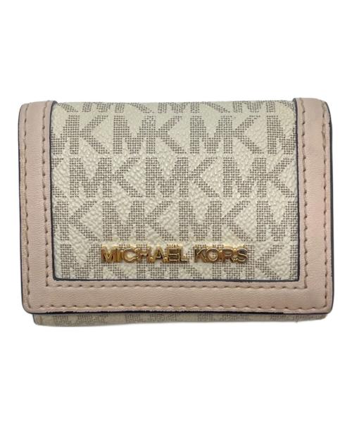 MICHAEL KORS（マイケルコース）MICHAEL KORS (マイケルコース) MICHAEL KORS 　3つ折り財布 ベージュ×ピンクの古着・服飾アイテム