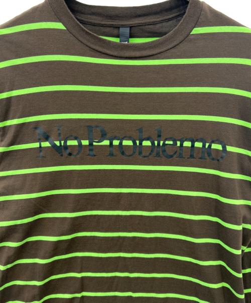 No Problemo（ノープロブレモ）No Problemo (ノープロブレモ) No Problemo　長袖カットソー ブラウン×グリーン サイズ:Ｍの古着・服飾アイテム