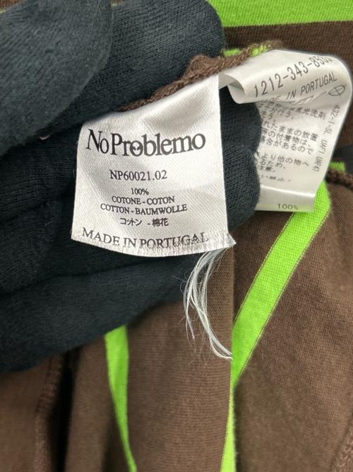 No Problemo（ノープロブレモ）No Problemo (ノープロブレモ) No Problemo　長袖カットソー ブラウン×グリーン サイズ:Ｍの古着・服飾アイテム