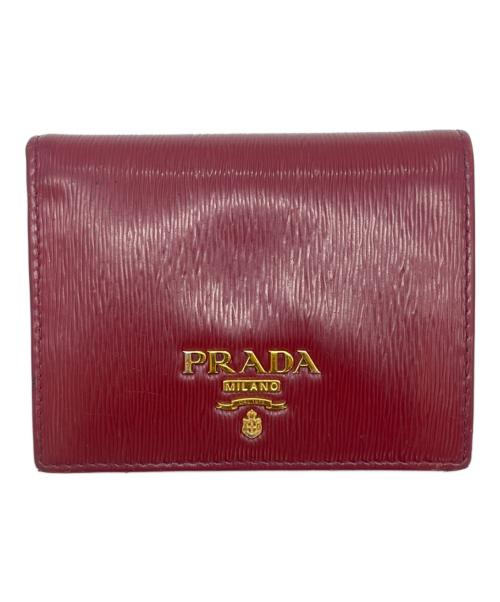 PRADA（プラダ）PRADA (プラダ) PRADA 2つ折り財布 レッド×ピンクの古着・服飾アイテム
