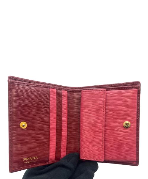 PRADA（プラダ）PRADA (プラダ) PRADA 2つ折り財布 レッド×ピンクの古着・服飾アイテム