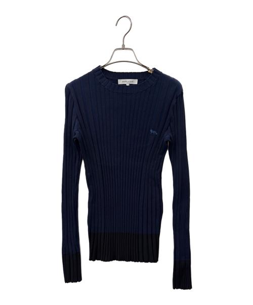 maison kitsune（メゾンキツネ）maison kitsune (メゾンキツネ) MAISON KITSUNE　リブニットセーター ネイビー サイズ:Mの古着・服飾アイテム