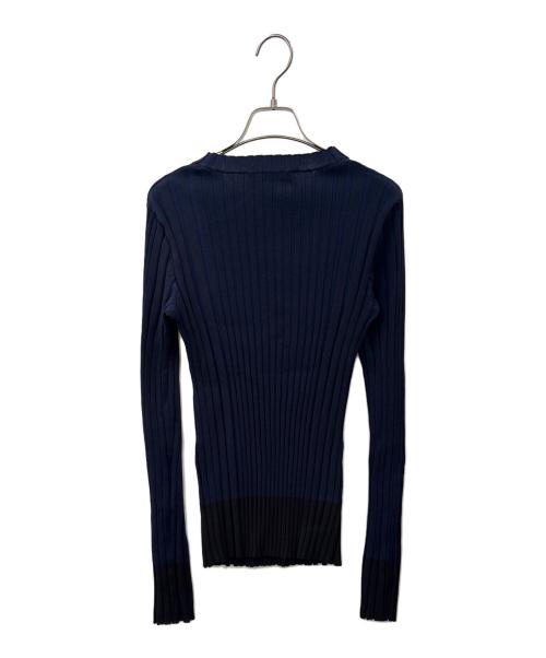maison kitsune（メゾンキツネ）maison kitsune (メゾンキツネ) MAISON KITSUNE　リブニットセーター ネイビー サイズ:Mの古着・服飾アイテム