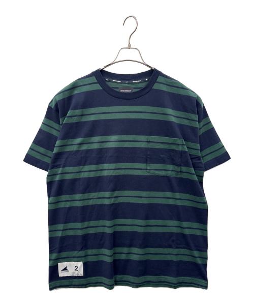DESCENDANT（ディセンダント）DESCENDANT (ディセンダント) DESCENDANT　HORIZONTAL CROP SS　半袖カットソー ネイビー×グリーン サイズ:2の古着・服飾アイテム