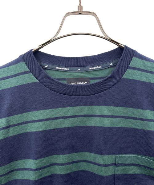 DESCENDANT（ディセンダント）DESCENDANT (ディセンダント) DESCENDANT　HORIZONTAL CROP SS　半袖カットソー ネイビー×グリーン サイズ:2の古着・服飾アイテム