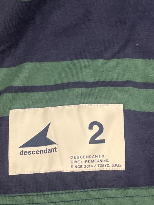 DESCENDANT（ディセンダント）DESCENDANT (ディセンダント) DESCENDANT　HORIZONTAL CROP SS　半袖カットソー ネイビー×グリーン サイズ:2の古着・服飾アイテム
