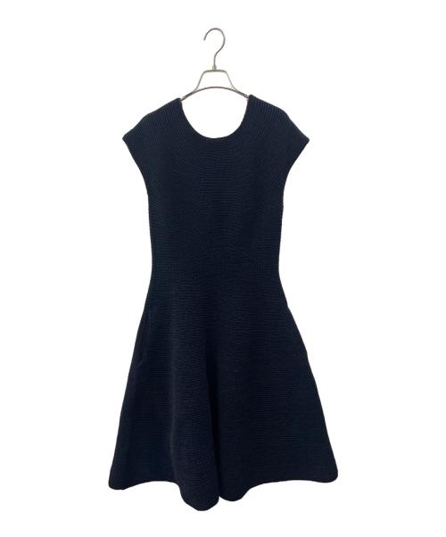 FOXEY（フォクシー）FOXEY (フォクシー) FOXEY　フレンチスリーブ ニットワンピース ネイビー サイズ:42の古着・服飾アイテム