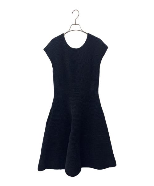 FOXEY（フォクシー）FOXEY (フォクシー) FOXEY　フレンチスリーブ ニットワンピース ネイビー サイズ:42の古着・服飾アイテム