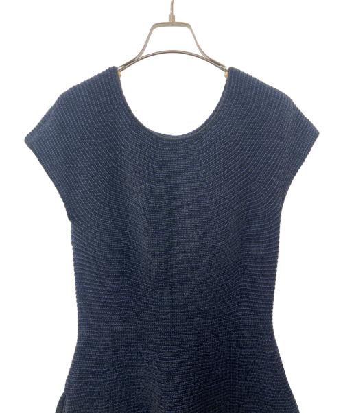 FOXEY（フォクシー）FOXEY (フォクシー) FOXEY　フレンチスリーブ ニットワンピース ネイビー サイズ:42の古着・服飾アイテム