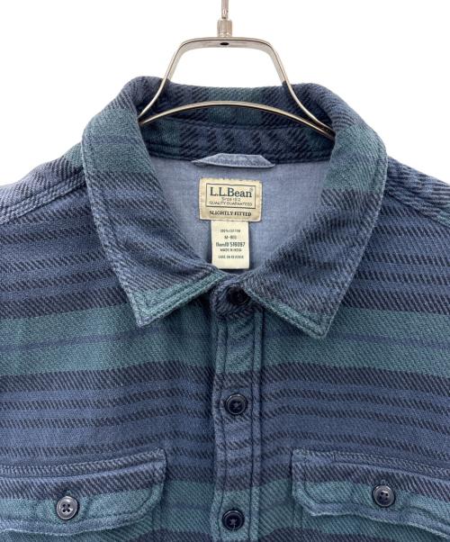 L.L.Bean（エルエルビーン）L.L.Bean (エルエルビーン) L.L.Bean　ヘビーネルシャツ グリーン×ネイビー サイズ:M-REGの古着・服飾アイテム