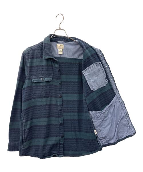 L.L.Bean（エルエルビーン）L.L.Bean (エルエルビーン) L.L.Bean　ヘビーネルシャツ グリーン×ネイビー サイズ:M-REGの古着・服飾アイテム