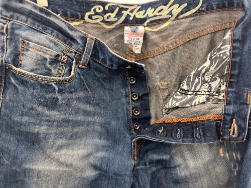 Ed Hardy（エド ハーディー）ED HARDY (エド ハーディー) ED HARDY 虎刺繍　ダメージデニムパンツ インディゴ サイズ:34 × 32の古着・服飾アイテム
