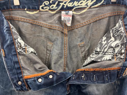 Ed Hardy（エド ハーディー）ED HARDY (エド ハーディー) ED HARDY 虎刺繍　ダメージデニムパンツ インディゴ サイズ:34 × 32の古着・服飾アイテム