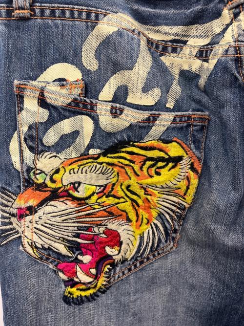 Ed Hardy（エド ハーディー）ED HARDY (エド ハーディー) ED HARDY 虎刺繍　ダメージデニムパンツ インディゴ サイズ:34 × 32の古着・服飾アイテム