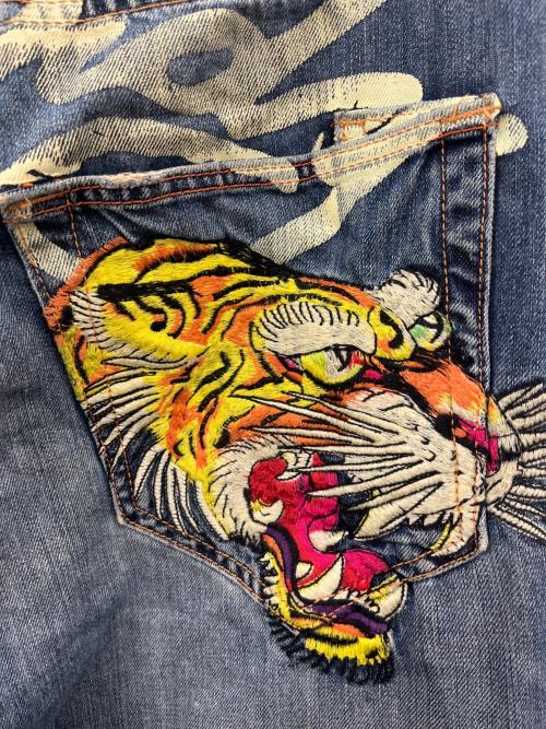 Ed Hardy（エド ハーディー）ED HARDY (エド ハーディー) ED HARDY 虎刺繍　ダメージデニムパンツ インディゴ サイズ:34 × 32の古着・服飾アイテム