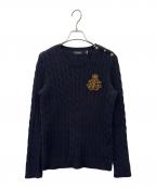 LAUREN RALPH LAURENローレン ラルフ ローレン）の古着「LAUREN RALPH LAUREN　ブリオン ケーブルニット」｜ネイビー