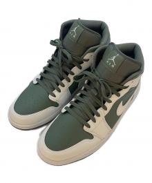 NIKE（ナイキ）の古着「NIKE  Air Jordan 1 Mid  ハイカットスニーカー」｜ホワイト×グリーン
