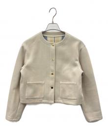 MACKINTOSH PHILOSOPHY（マッキントッシュ フィロソフィー）の古着「MACKINTOSH PHILOSOPHY　ハウスチェックダンボール　ノーカラーショート丈ジャケット」｜ベージュ