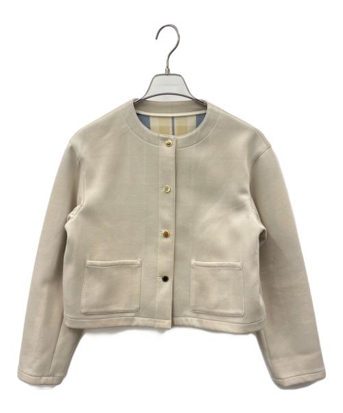 MACKINTOSH PHILOSOPHY（マッキントッシュ フィロソフィー）MACKINTOSH PHILOSOPHY (マッキントッシュ フィロソフィー) MACKINTOSH PHILOSOPHY　ハウスチェックダンボール　ノーカラーショート丈ジャケット ベージュ サイズ:36の古着・服飾アイテム